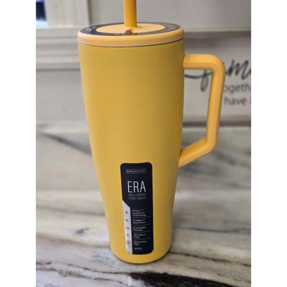 Brumate Era 40oz Leakproof Straw Tumbler Yellow Matte Insulated Travel Mug NEW